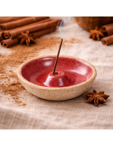 Porta incienso redondo de cerámica Blue