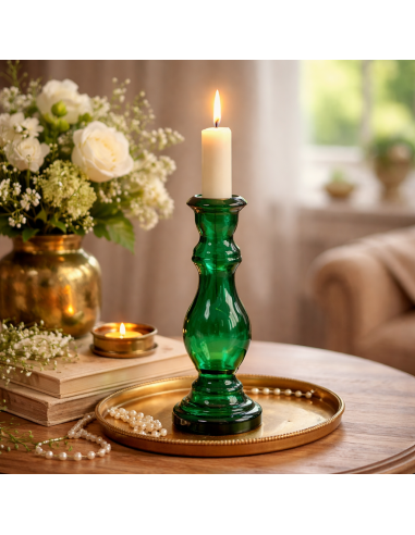 Candelabro de cristal verde Blue