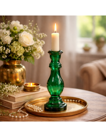 Candelabro de cristal verde Blue