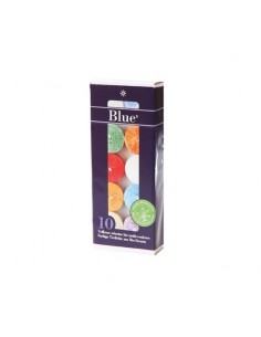 Pack 10 Velas Bajas de Estearina Multicolor Blue